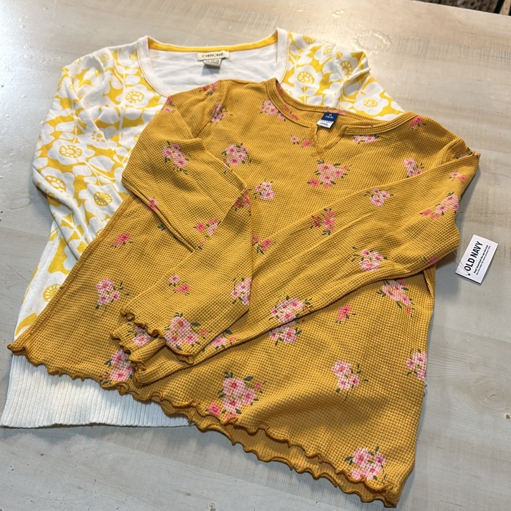 Old Navy Kids Yellow Floral Top NWT Cherokee button front floral print sweater